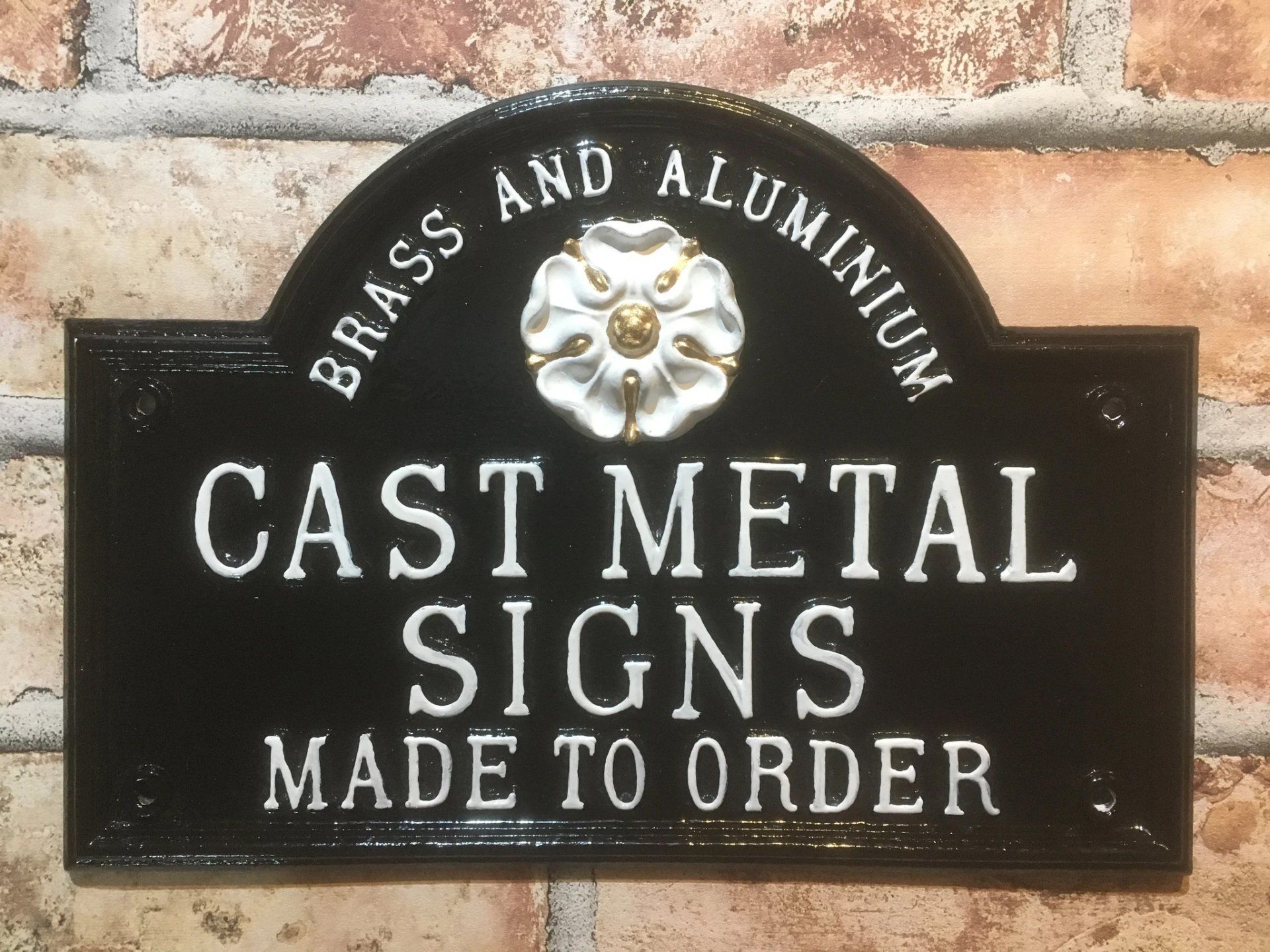 Black metal signs sign