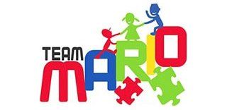 A colorful logo for team mario with puzzle pieces