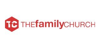 The logo for tc the family church is red and white.