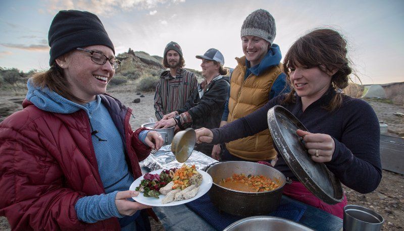 On Ouzel river trip, our guests enjoy tasty meals.