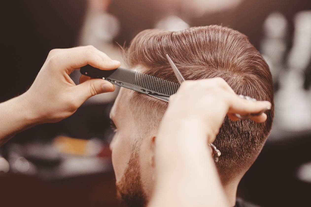 Man Having A Haircut — Hair Salon in Townsville, QLD