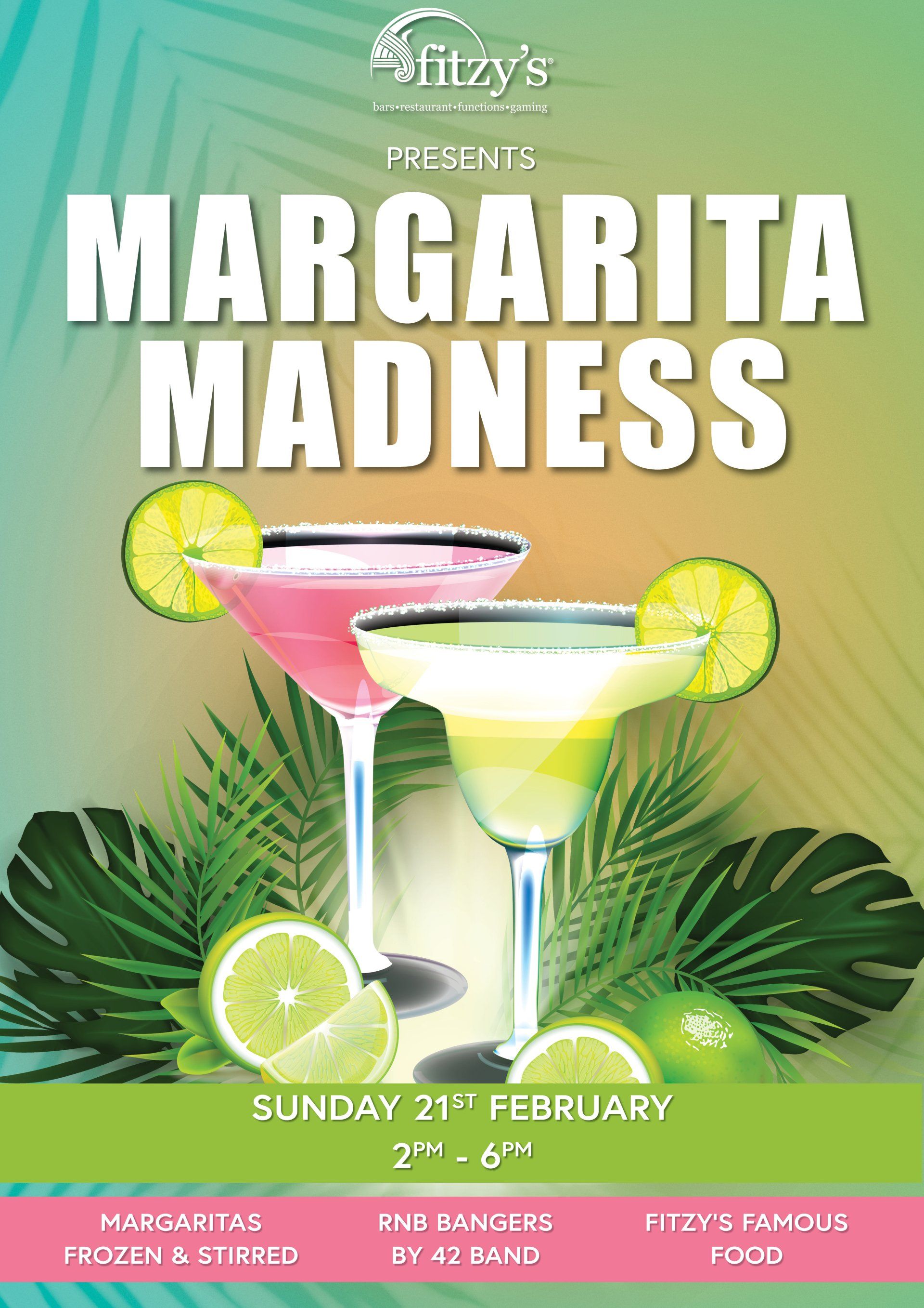 A poster for a margarita madness event.