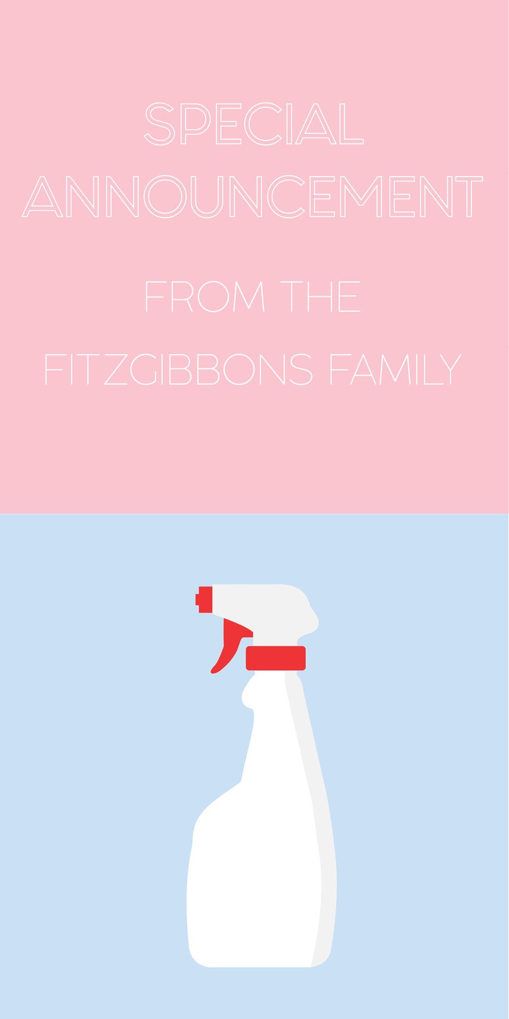 A spray bottle is on a pink and blue background.