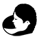 A black and white silhouette of a woman 's head with a bird in her hair.