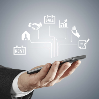 Man holding a phone that displays that timeline of a real estate property