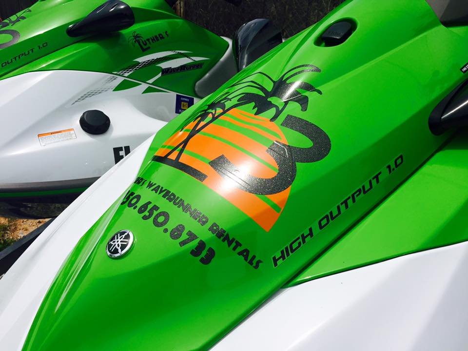 Green and white Jet Ski from Lither's WaveRunner Rentals