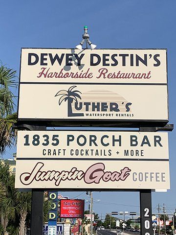 Luther's Watersport Rentals sign in Destin FL