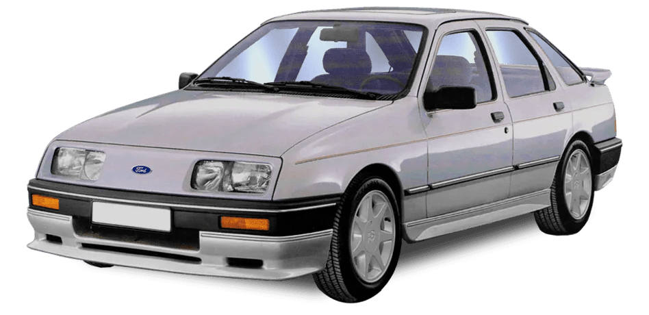 Silver Ford sedan on a white background, shown in side view.