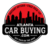 Atlanta Car Buying logo in red, black and white with skyline and “Instant offers, free pick-up, get paid on the spot”