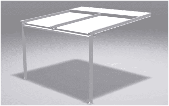 disegno 3d in bianco e grigio di tenda da sole