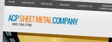 ACP Sheet Metal Company logo and phone number on a website.
