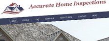 Website header for Accurate Home Inspections with navigation menu.
