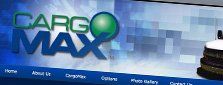 Cargo Max logo with blue and green colors, webpage navigation bar.