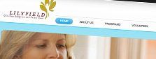 Website header for Lilyfield, a children's adoption and foster care service, with navigation options.