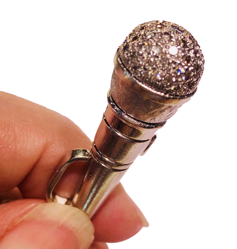 New Microphone Silver Charm — Palm Beach, FL — Patti Esbia Antique & Estate Jewelry