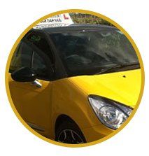 company vehicle with 'L' board