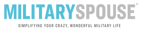 MilitarySpouse logo in teal and gray with the tagline “Simplifying your crazy, wonderful military life”