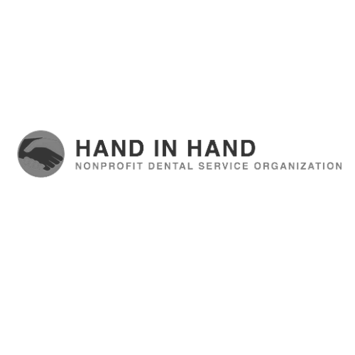 Hand in Hand logo: Grey hands clasping inside a grey circle, text reads 