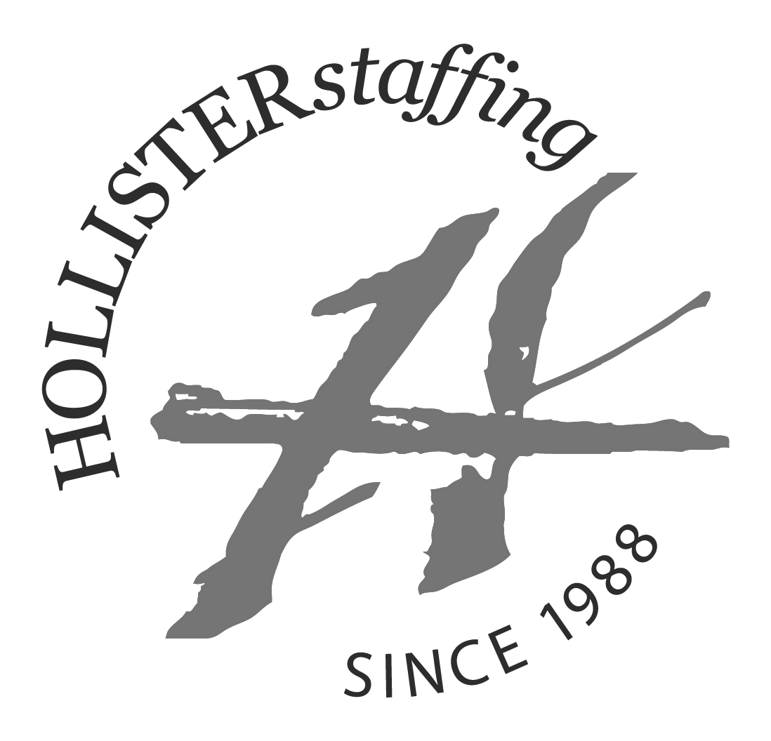 Logo for Hollister Staffing, a staffing company. Large stylized letter 