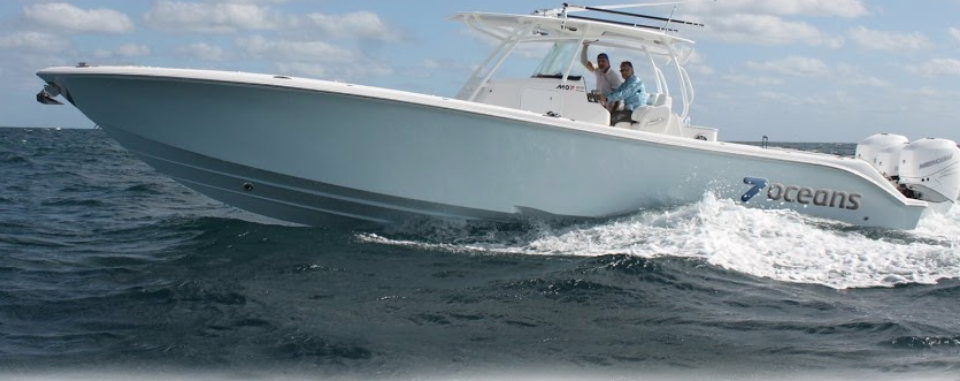 American Center Console boat with Jet Thruster nozzle visible in the bow