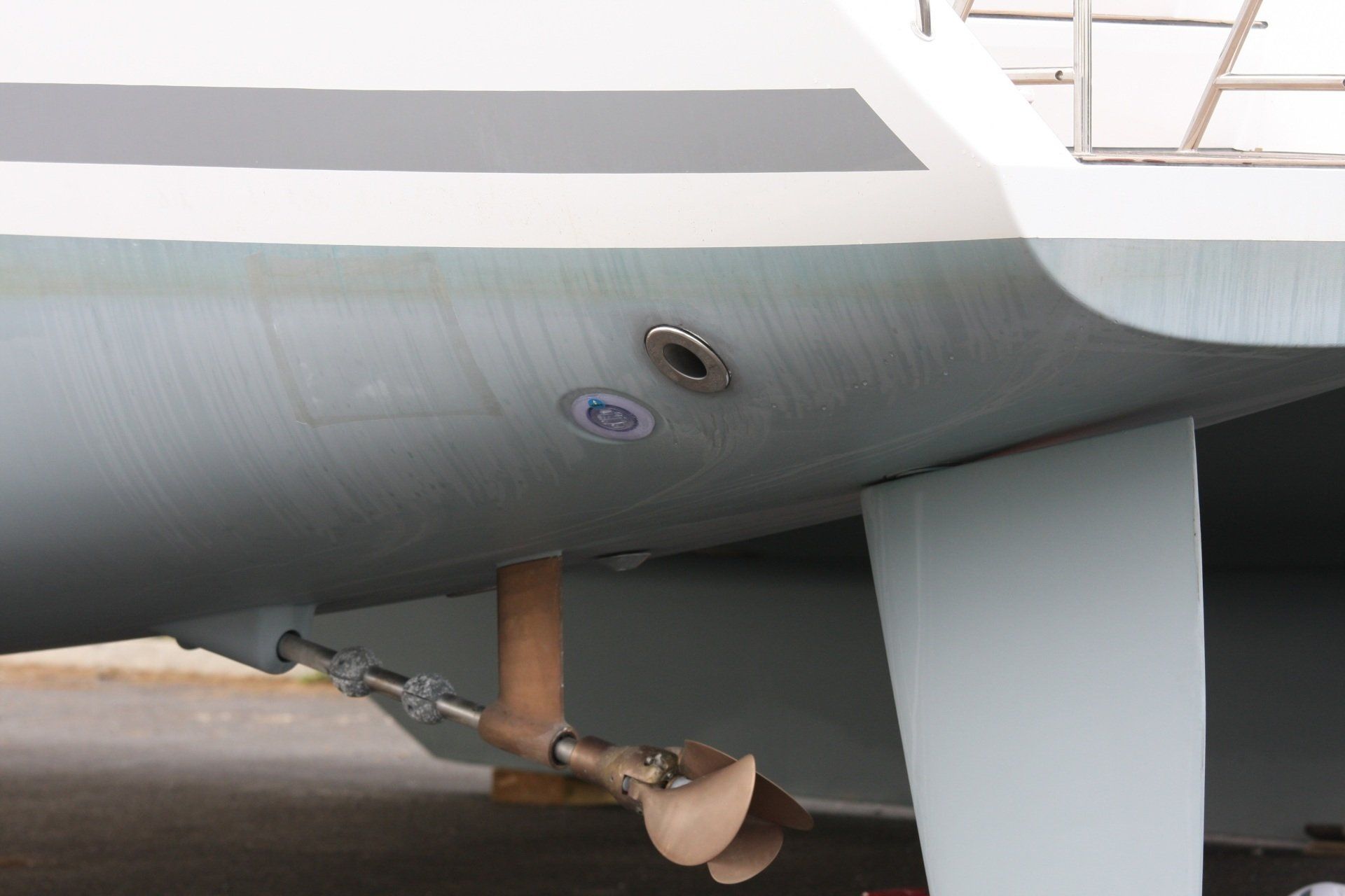 Stern Jet Nozzle visible to the stern of a Lagoon catamaran