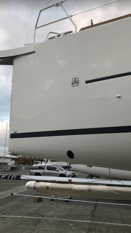 Composite Jet Thruster nozzle, present in a Dufour sailing yacht