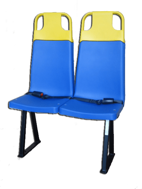sedili gialli e blu per scuolabus