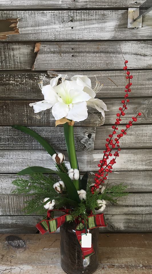 White Silk Amaryllis Stem