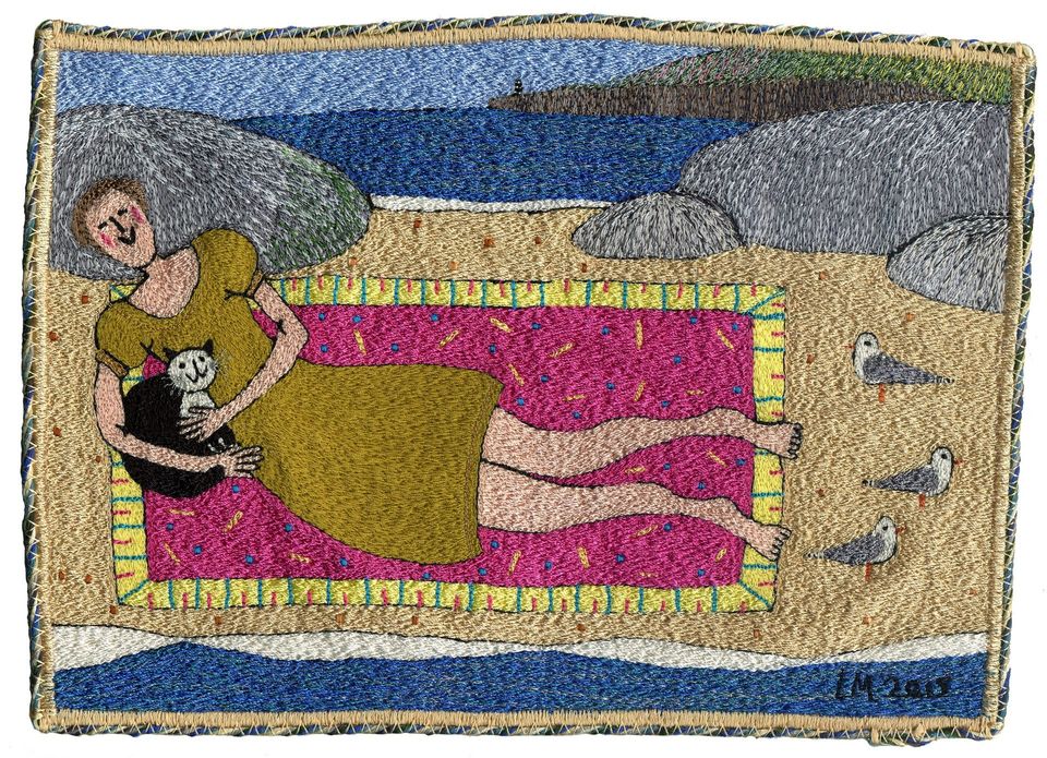 Three Gull Cove. Machine embroidery by Linda Miller