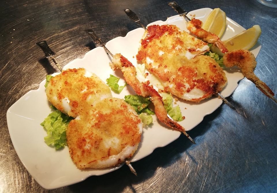 spiedini di pesce gratinati