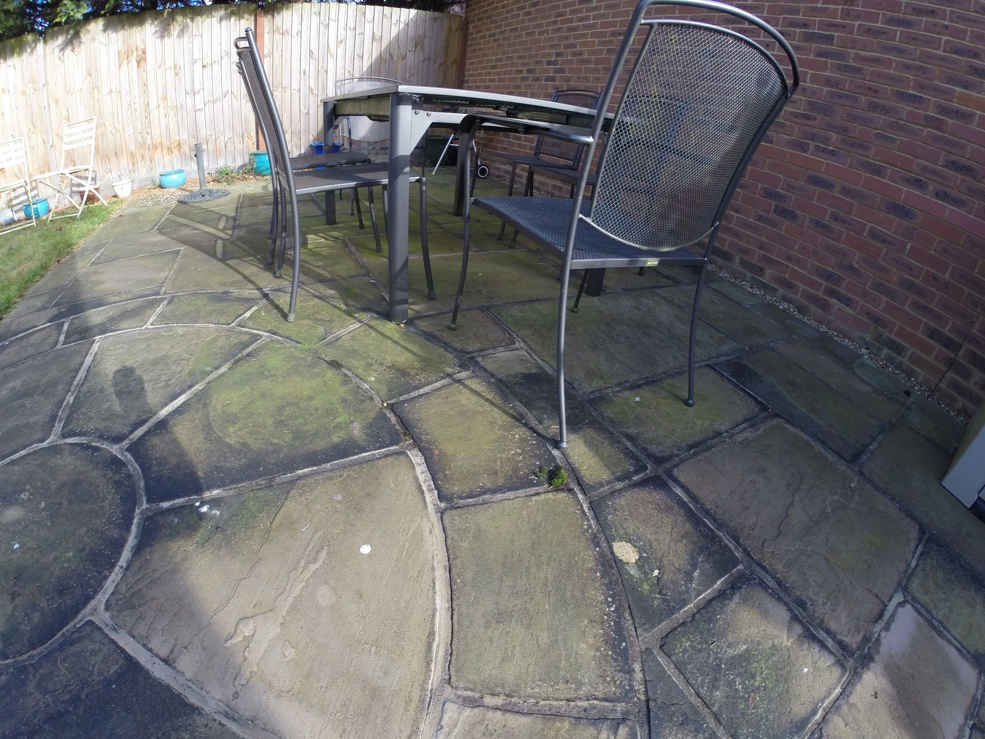 chairs and table on the patios