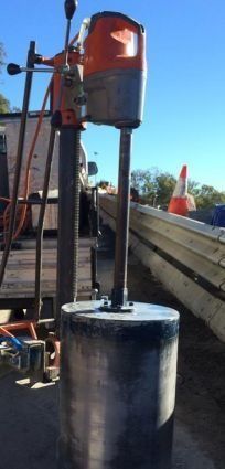 Coring Toowoomba Range 400mm holes for guard rails Coring 400mm holes