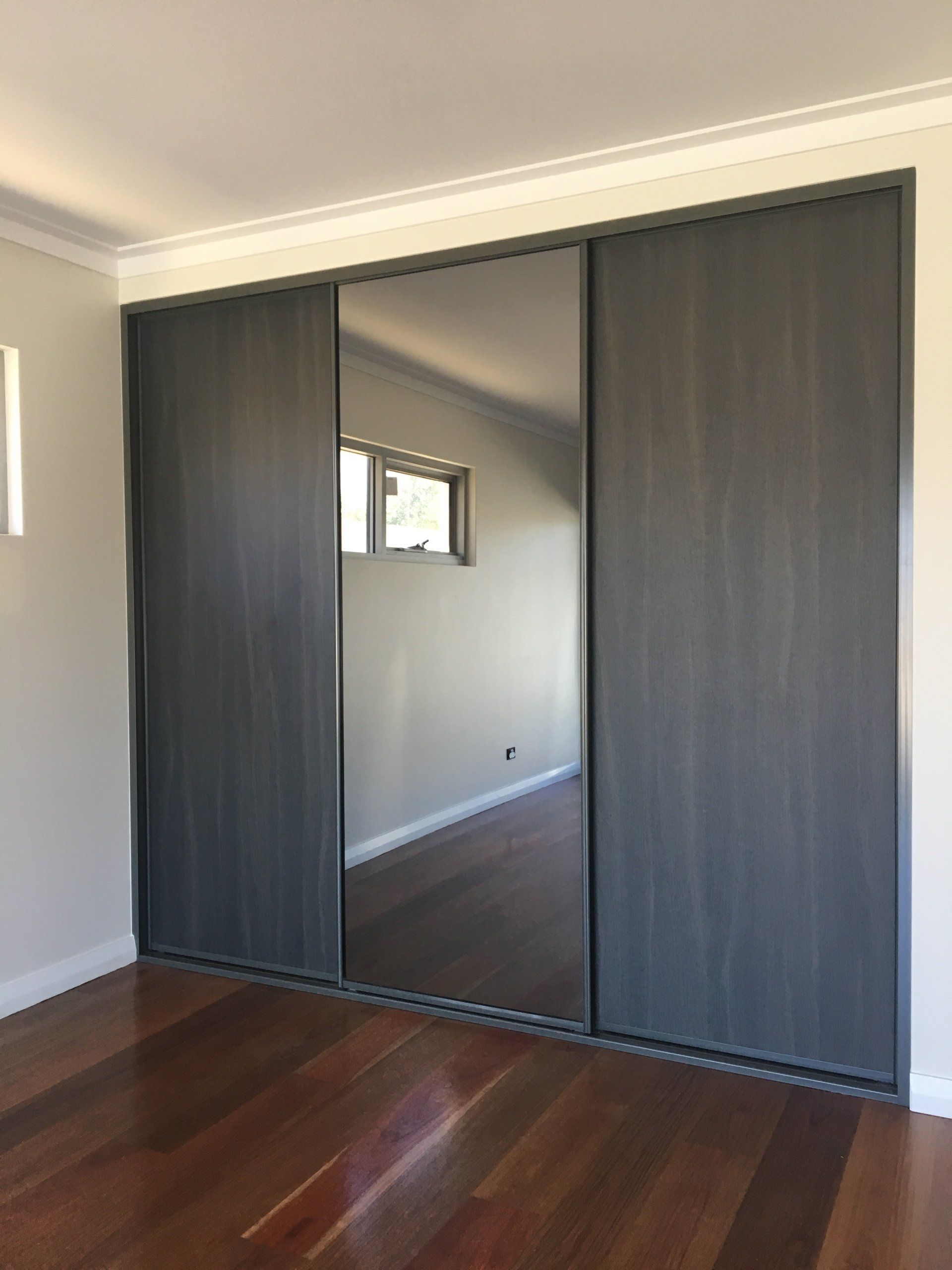 Mirror And Woodgrain Board Sliding Wardrobe Doors Perth