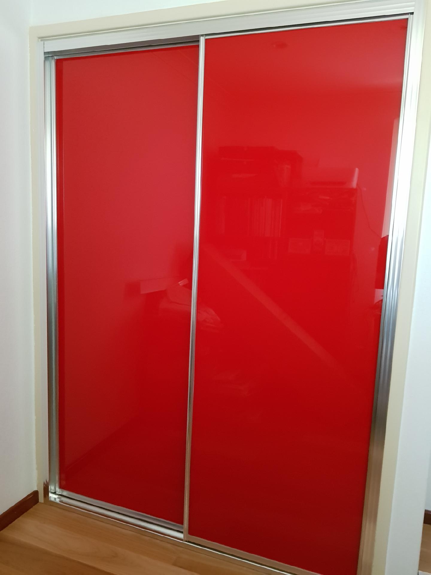 Red Glass Sliding Wardrobe Doors Perth