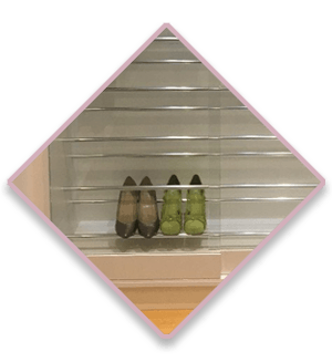 Shoe cupboard with glass sliding doors built in shoe cupboard