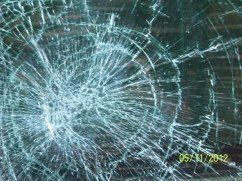 cracked windshield on the road