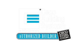 Authorized builder badge with blue and black logo on a white background