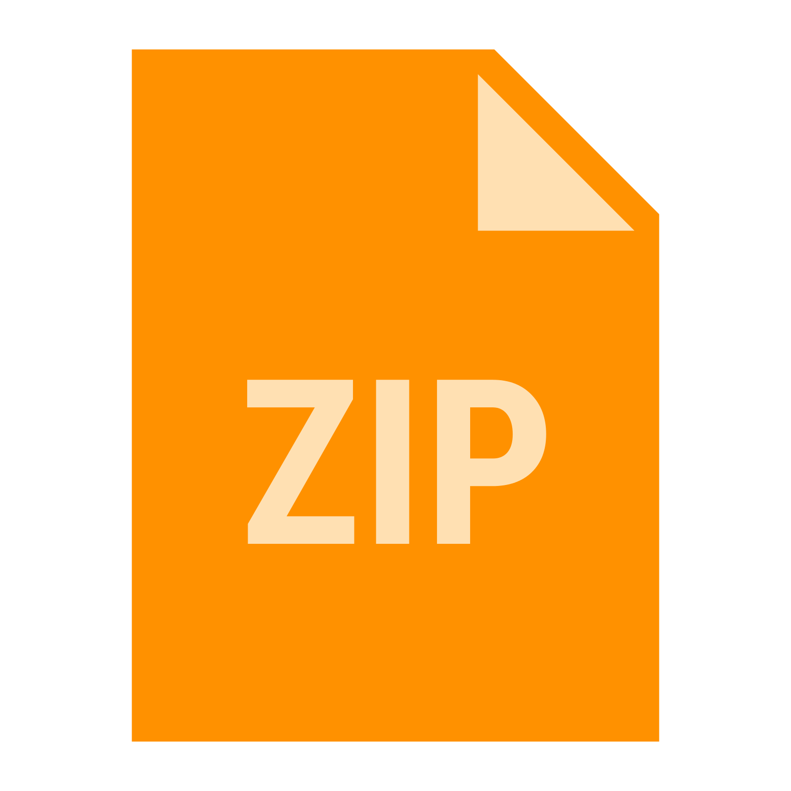 Orange file icon with the word ZIP.