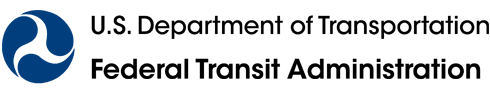 U.S. Department of Transportation: Federal Transit Administration logo with blue and white swirl