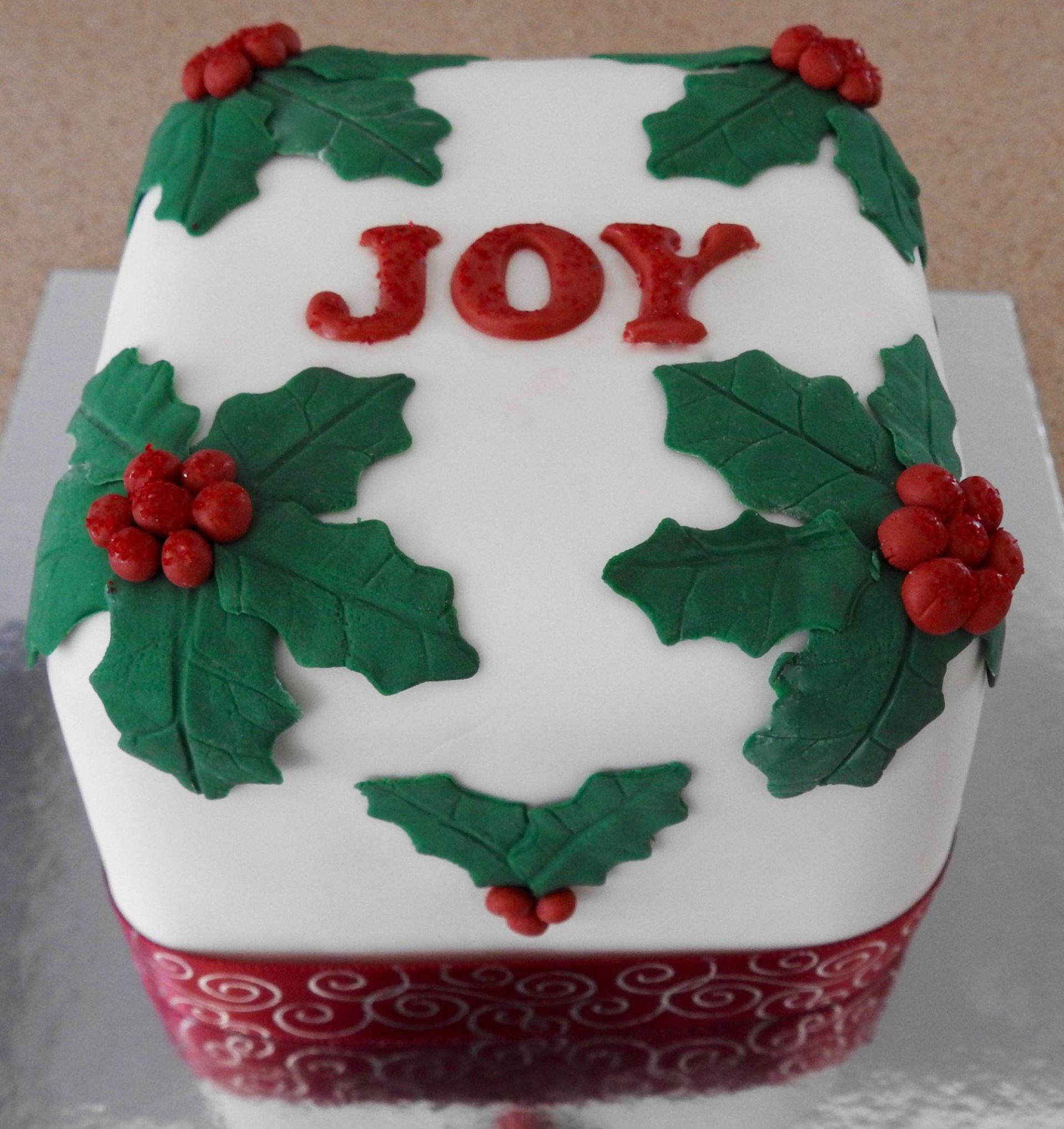 Christmas cake with Holly and Joy