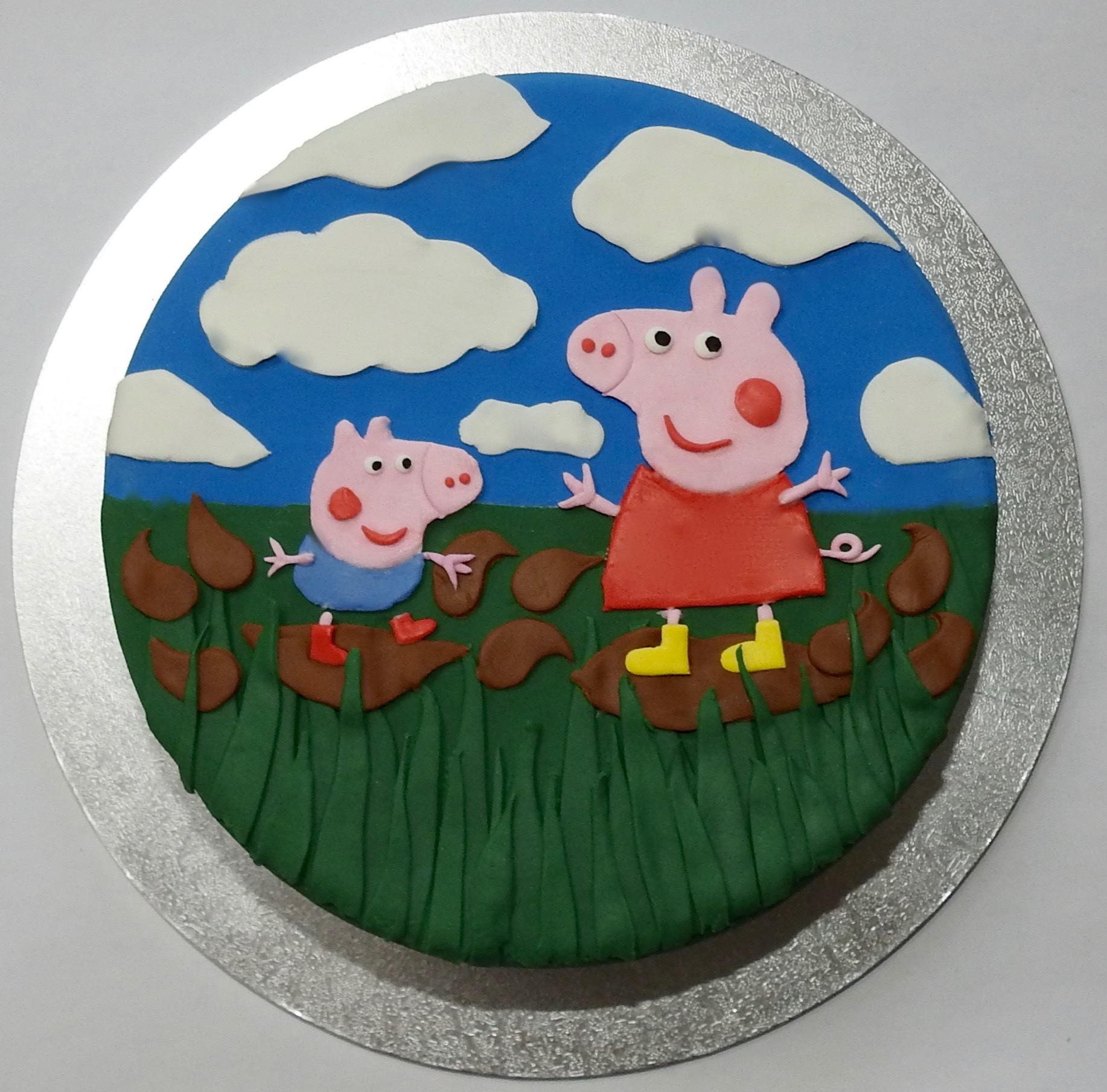Kids Birthday Cake with Cartoon Pigs