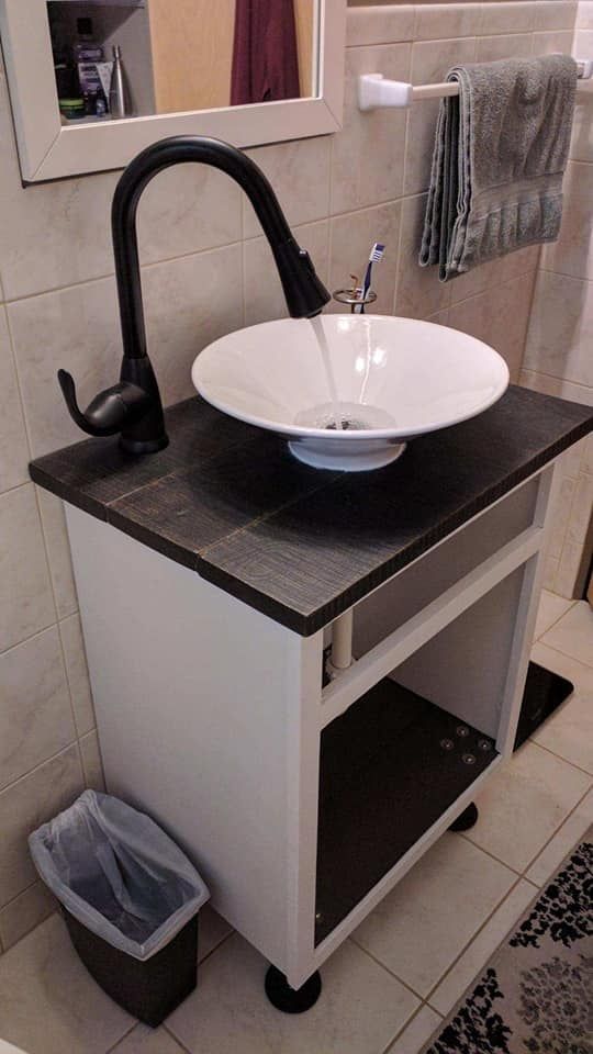Reclaimed wood bathroom countertop