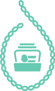 A necklace with a picture of a person on it.