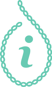 A green chain with a letter i on it.