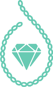 A necklace with a diamond in the middle of it.