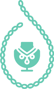 An icon of a necklace with a necklace on it.