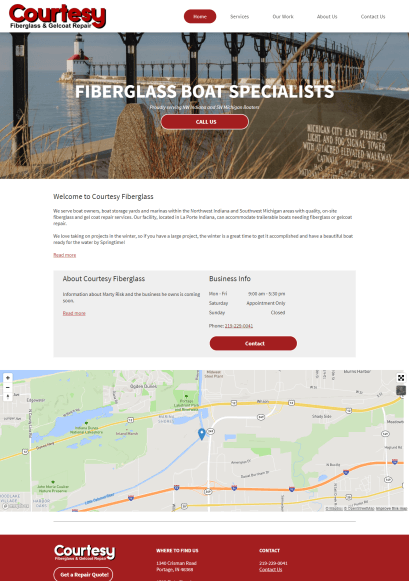 Courtesy Fiberglass website mockup