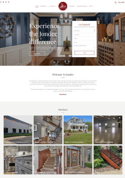 Jondec Painting website mockup