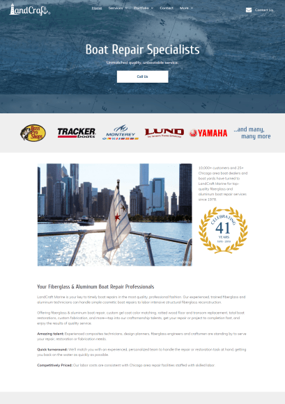 LandCraft Marine website mockup