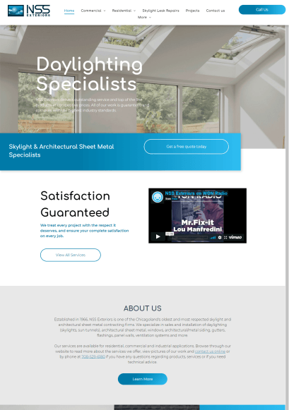 NSS Exteriors website mockup